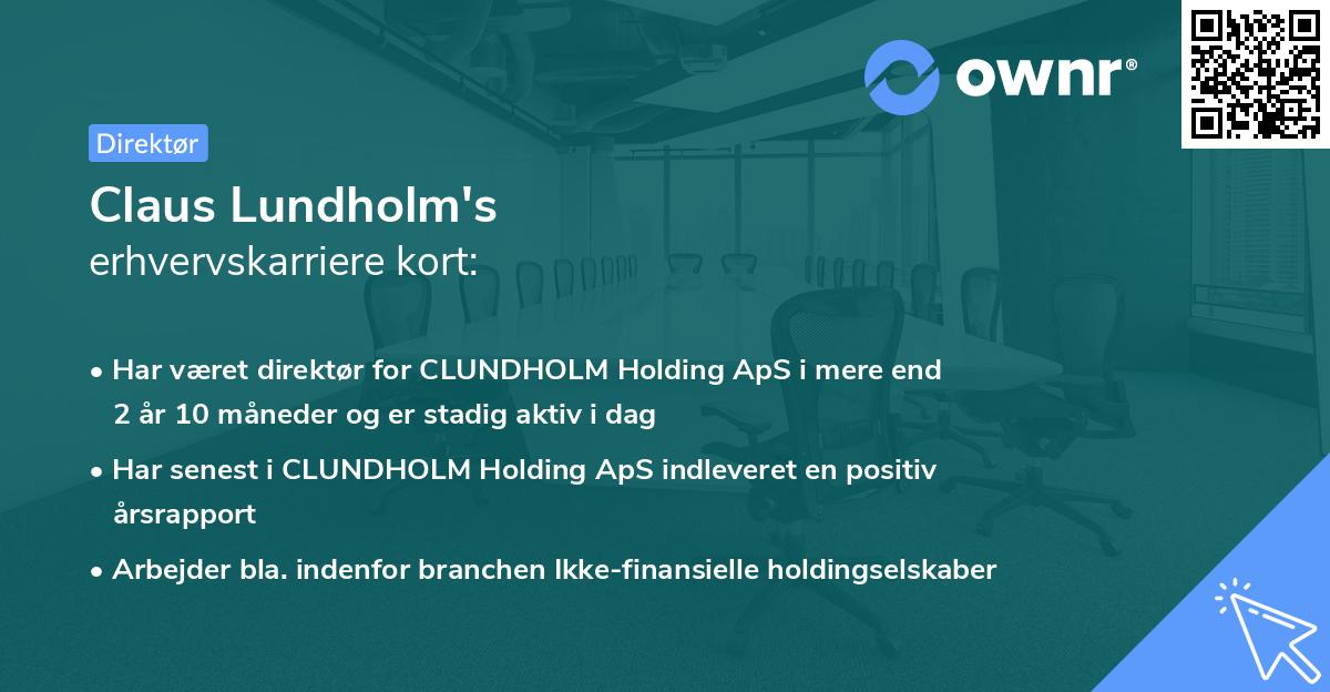 Claus Lundholm's erhvervskarriere kort