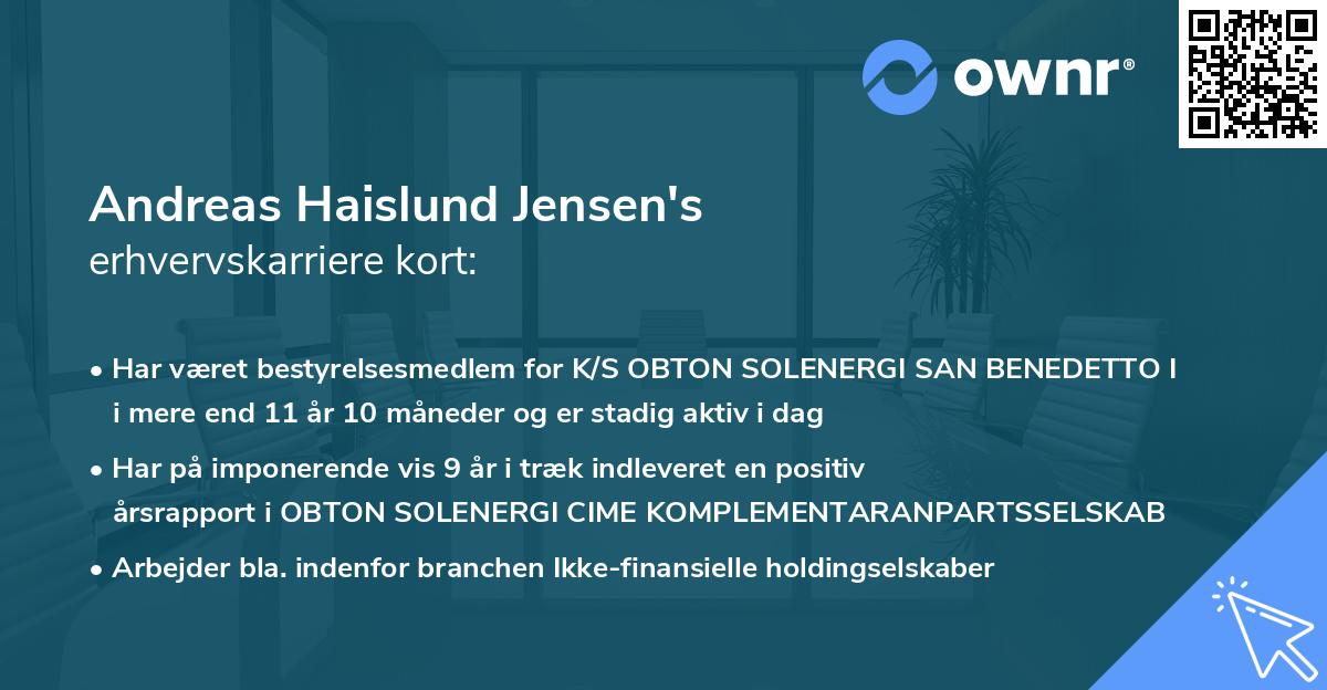 Andreas Haislund Jensen's erhvervskarriere kort