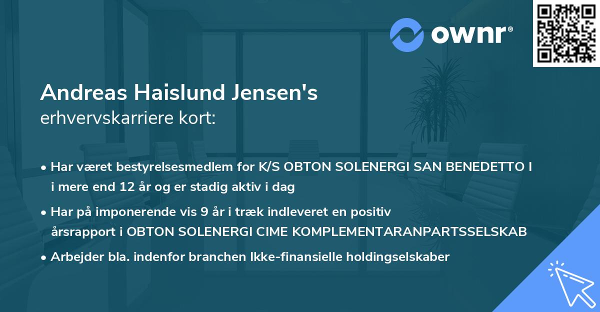 Andreas Haislund Jensen's erhvervskarriere kort