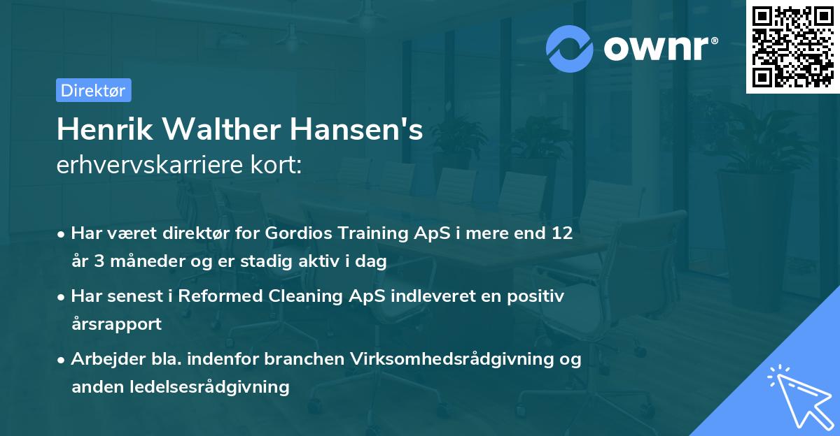 Henrik Walther Hansen's erhvervskarriere kort