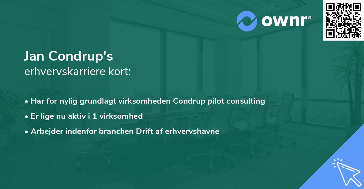 Jan Condrup's erhvervskarriere kort