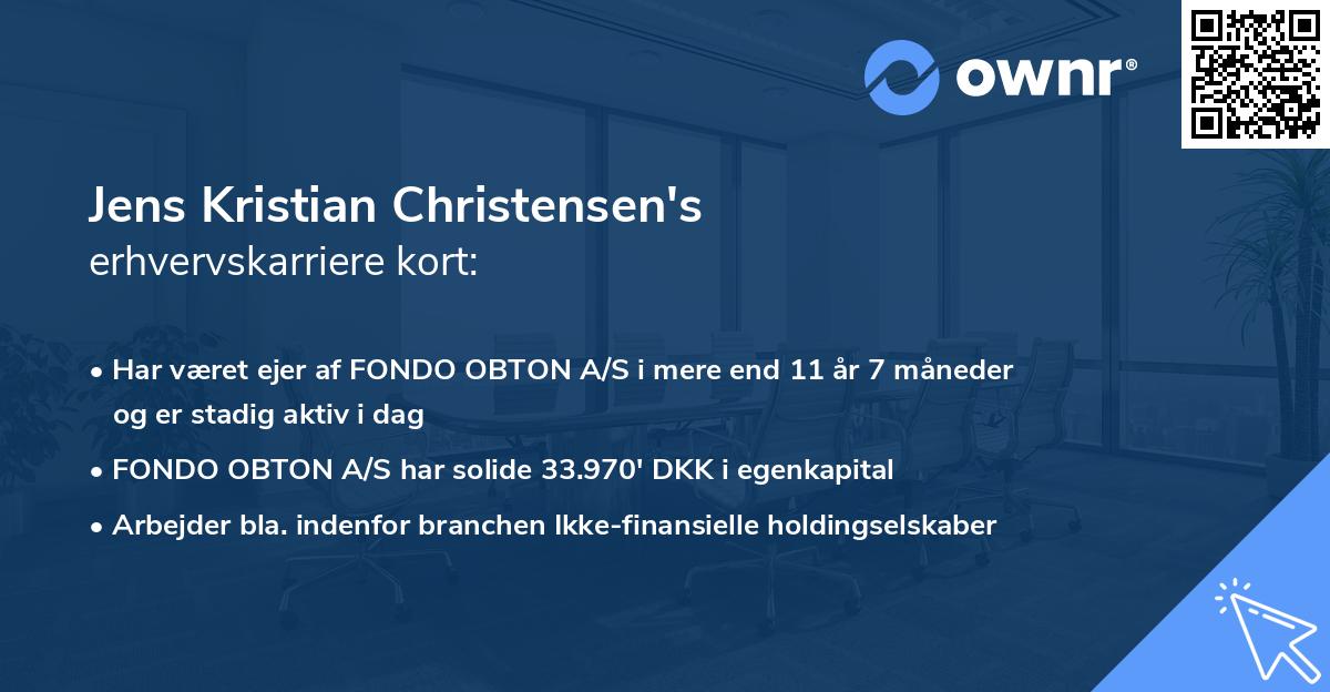 Jens Kristian Christensen's erhvervskarriere kort