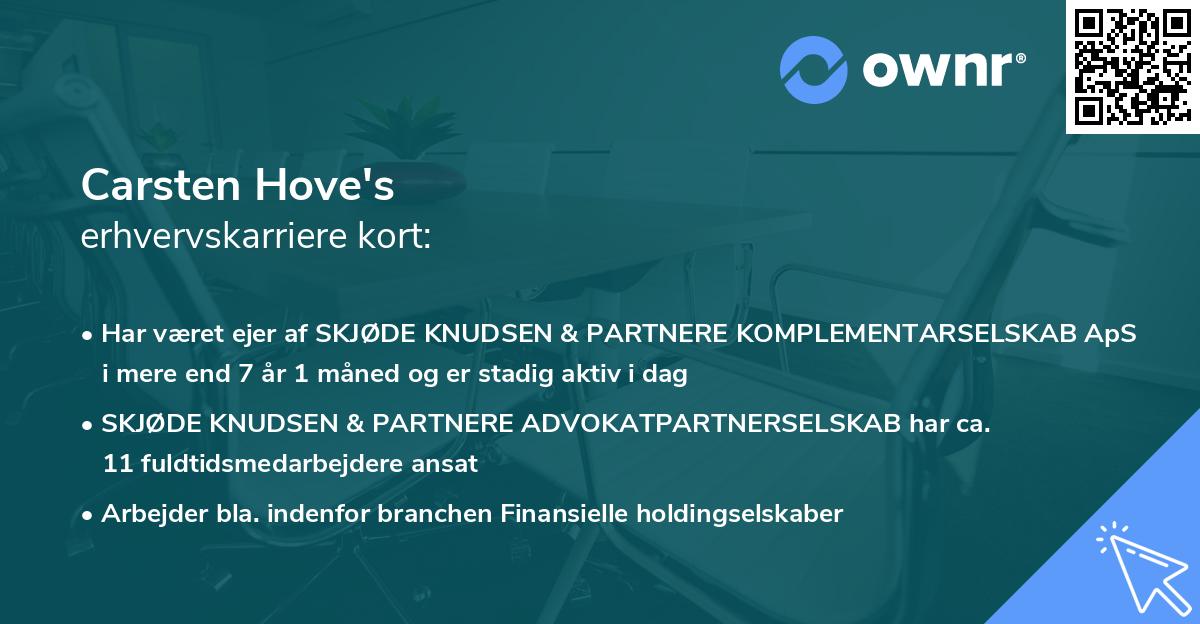 Carsten Hove's erhvervskarriere kort