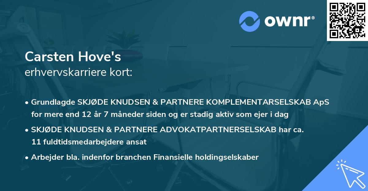 Carsten Hove's erhvervskarriere kort