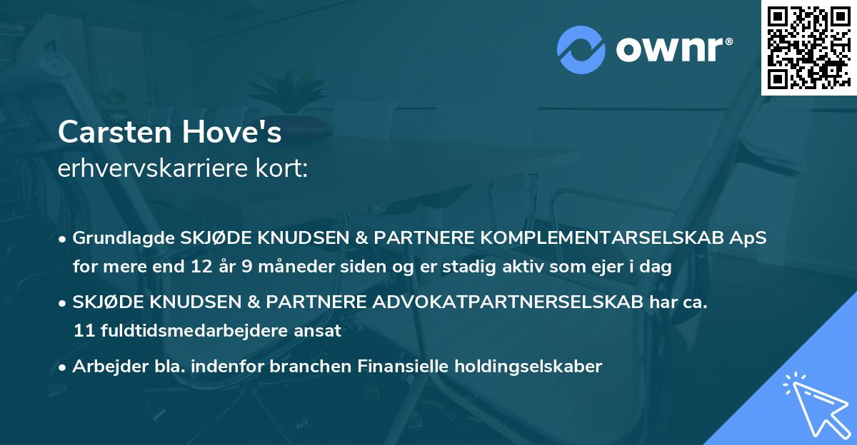 Carsten Hove's erhvervskarriere kort
