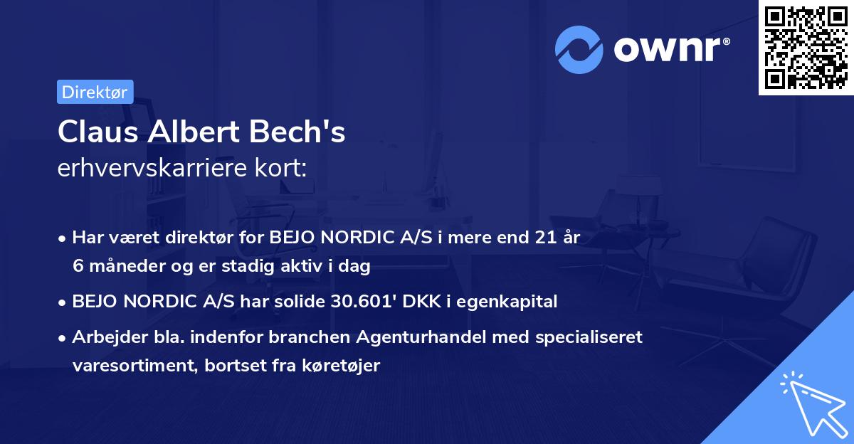 Claus Albert Bech's erhvervskarriere kort