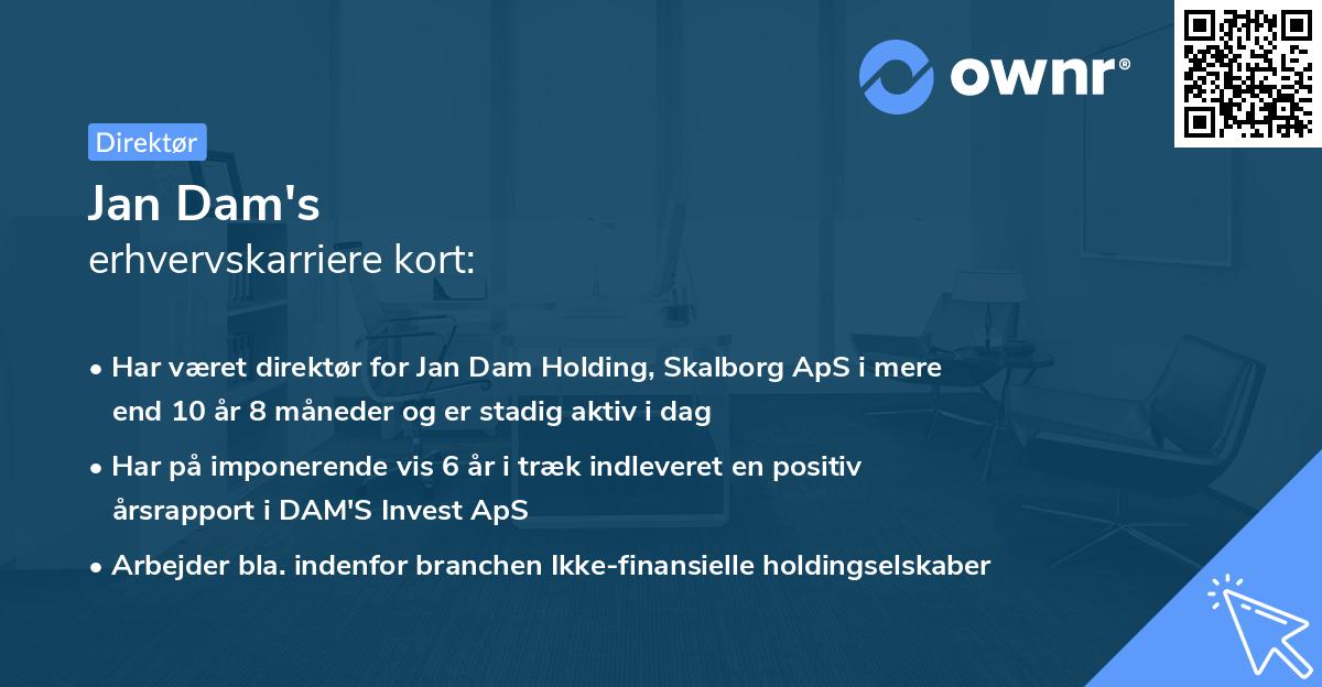 Jan Dam's erhvervskarriere kort