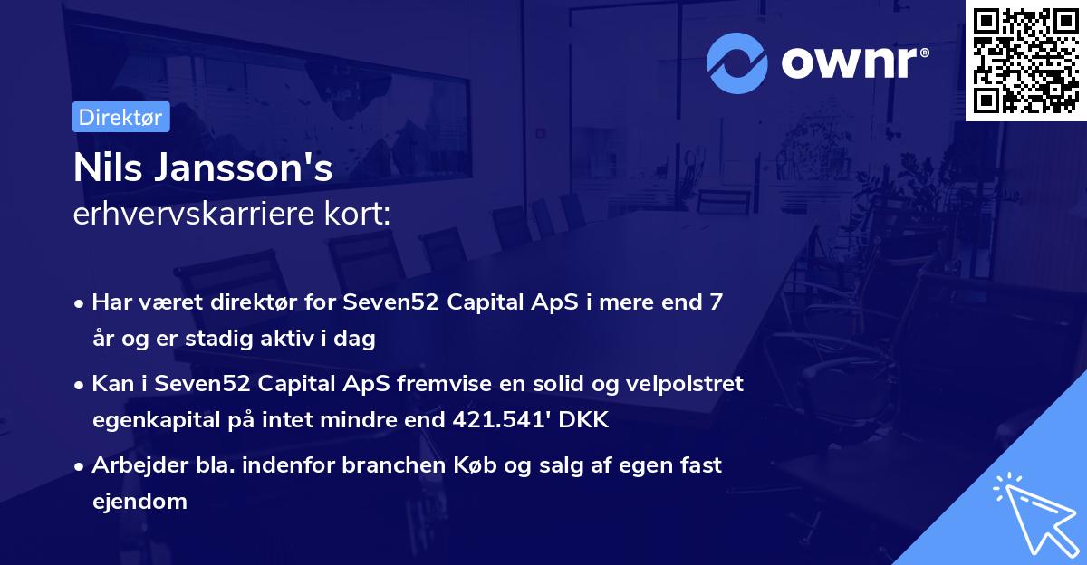 Nils Jansson's erhvervskarriere kort