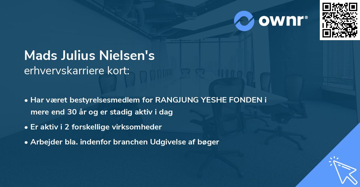 Mads Julius Nielsen's erhvervskarriere kort