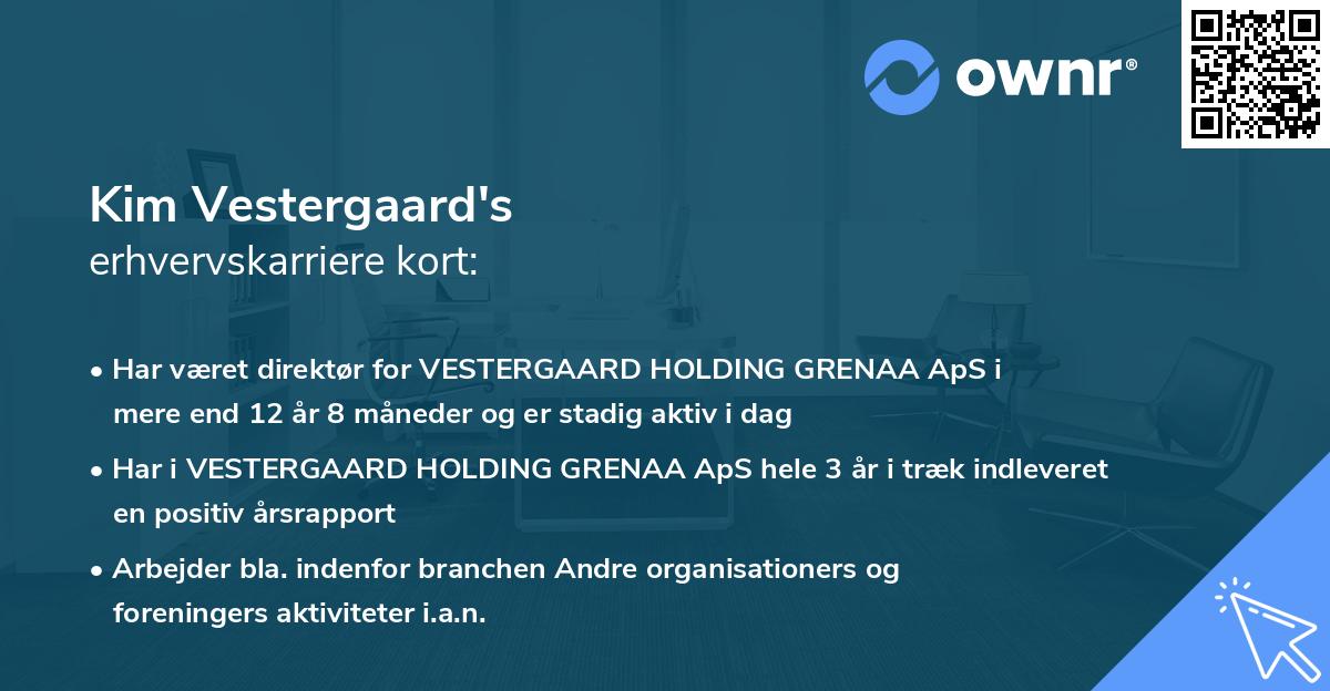 Kim Vestergaard's erhvervskarriere kort