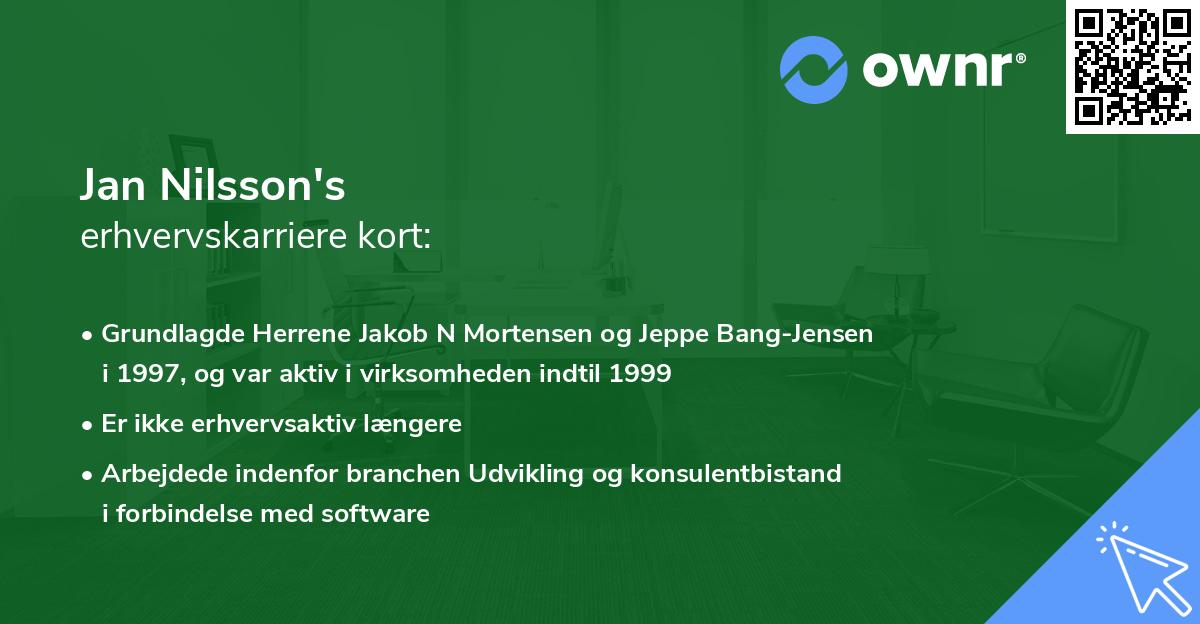 Jan Nilsson's erhvervskarriere kort