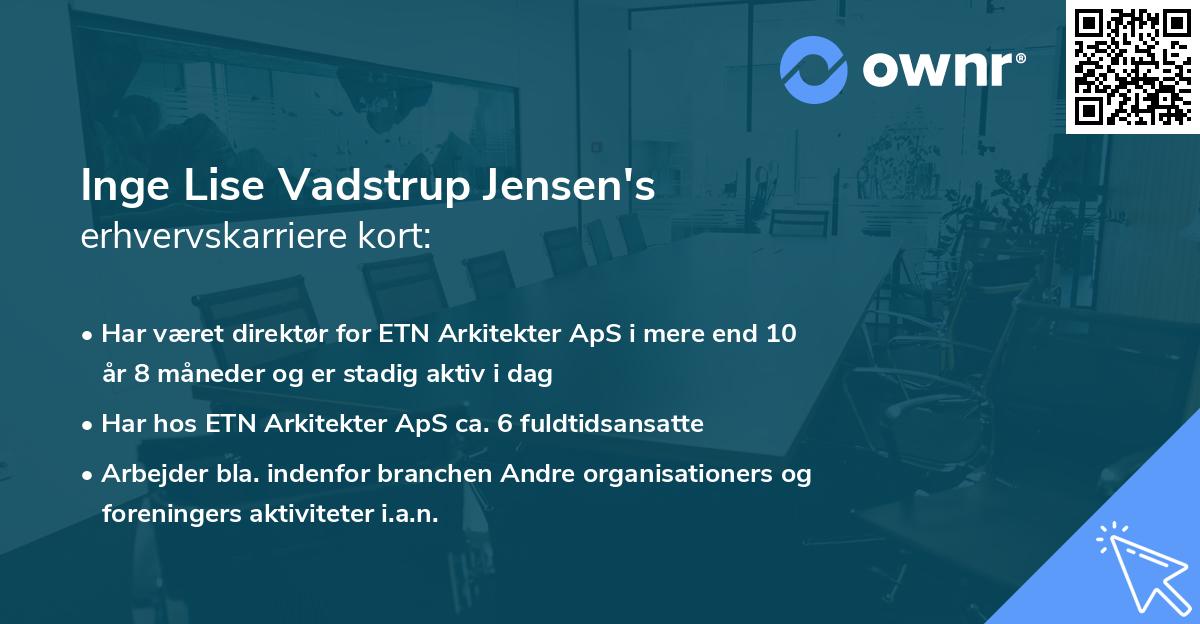 Inge Lise Vadstrup Jensen's erhvervskarriere kort