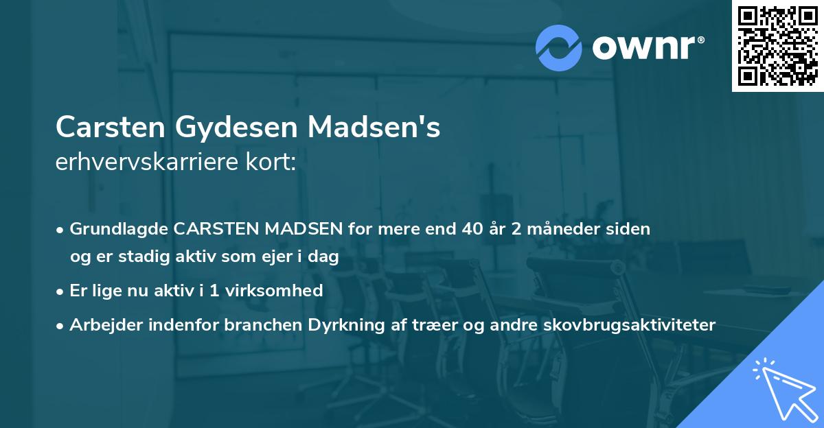Carsten Gydesen Madsen's erhvervskarriere kort