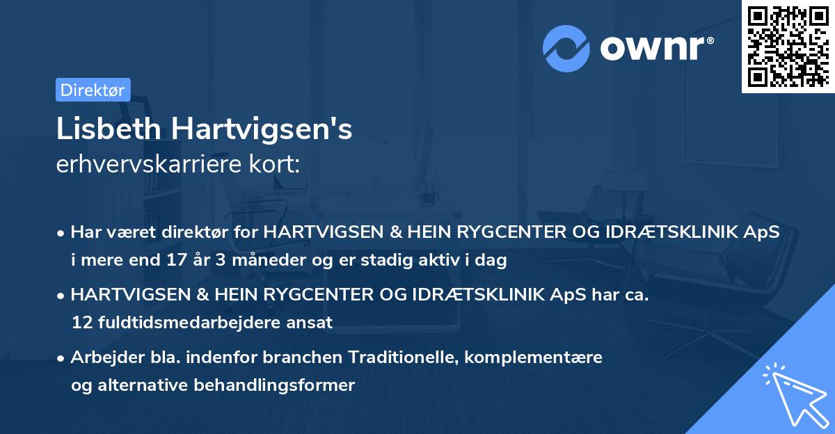 Lisbeth Hartvigsen's erhvervskarriere kort