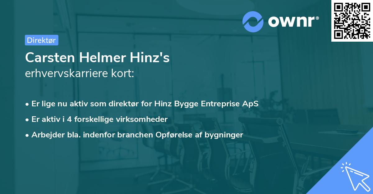 Carsten Helmer Hinz's erhvervskarriere kort