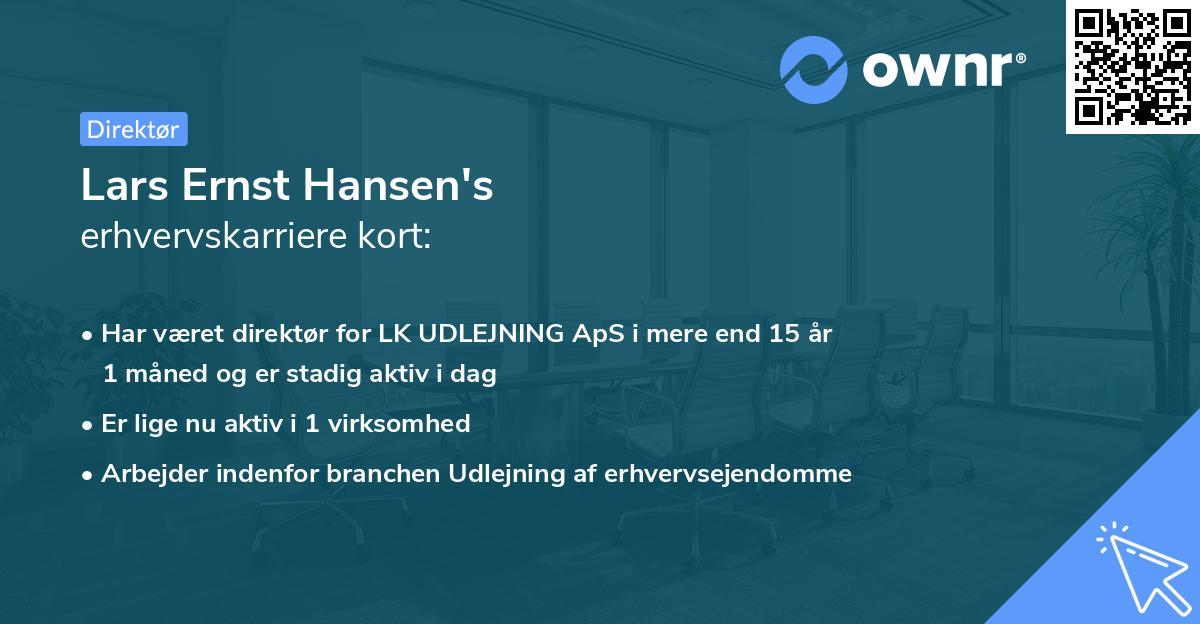 Lars Ernst Hansen's erhvervskarriere kort