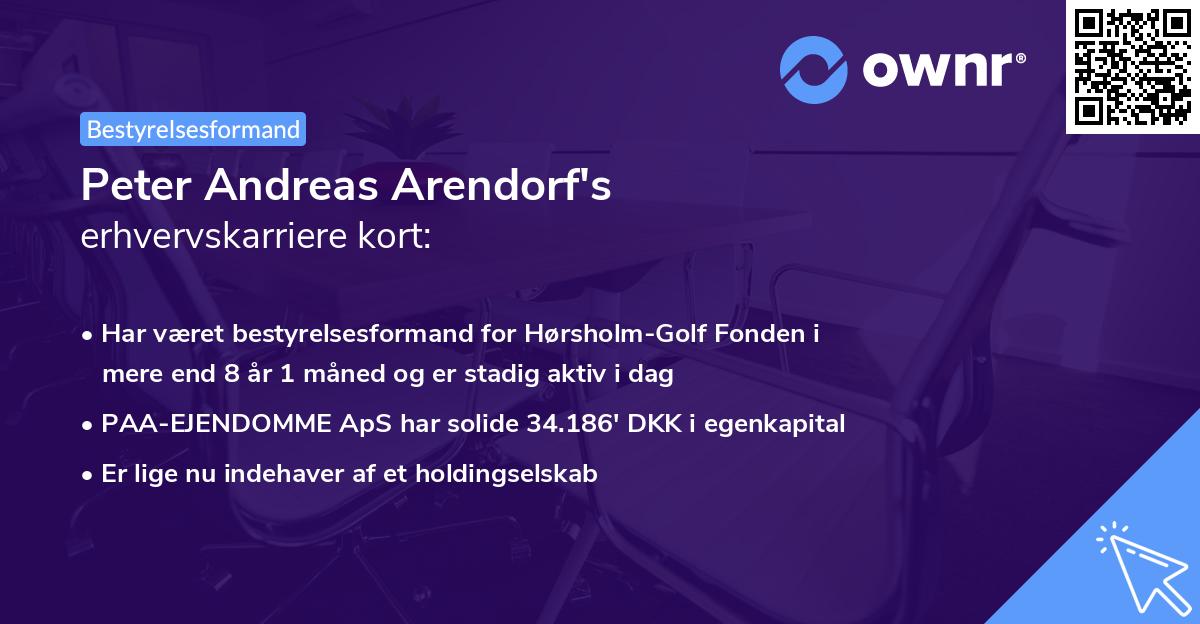 Peter Andreas Arendorf's erhvervskarriere kort