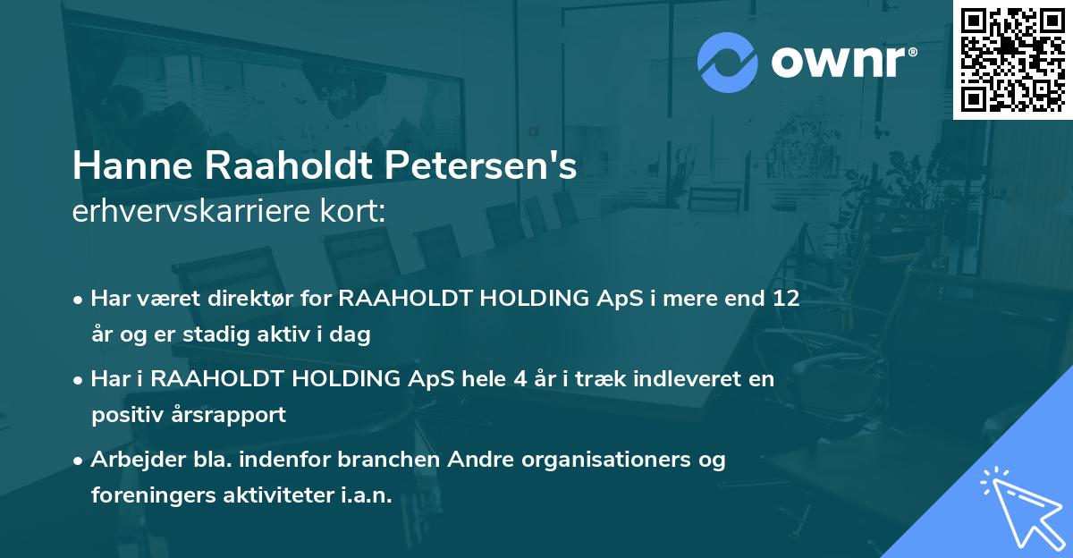 Hanne Raaholdt Petersen's erhvervskarriere kort