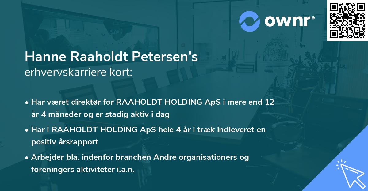 Hanne Raaholdt Petersen's erhvervskarriere kort