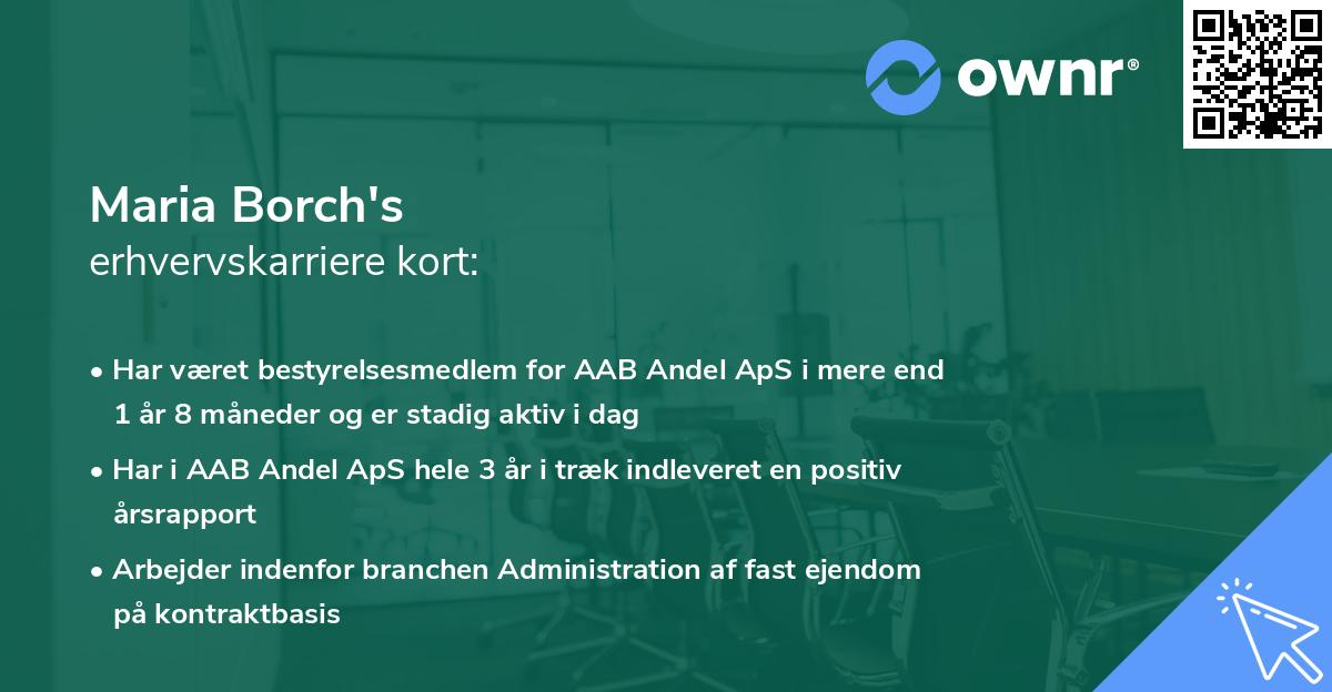 Maria Borch's erhvervskarriere kort