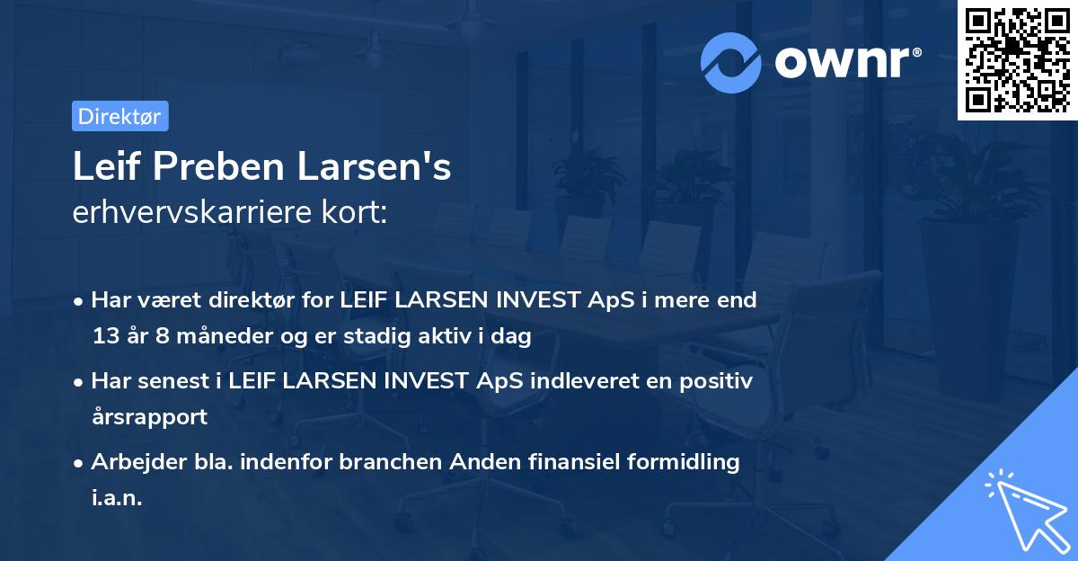 Leif Preben Larsen's erhvervskarriere kort