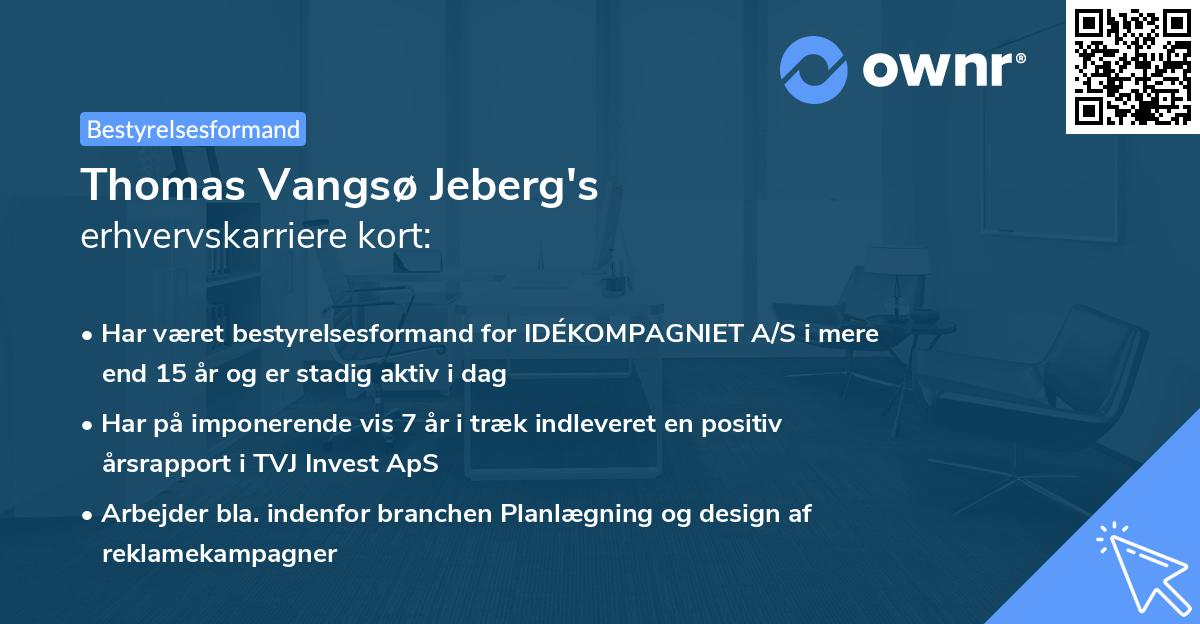 Thomas Vangsø Jeberg's erhvervskarriere kort