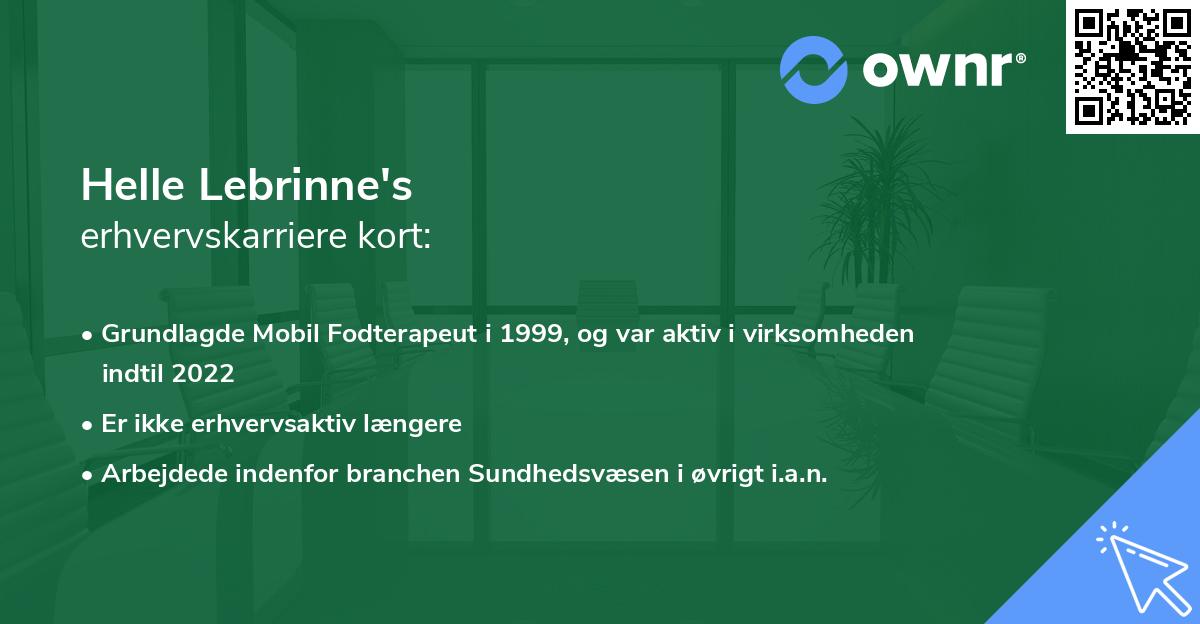Helle Lebrinne's erhvervskarriere kort