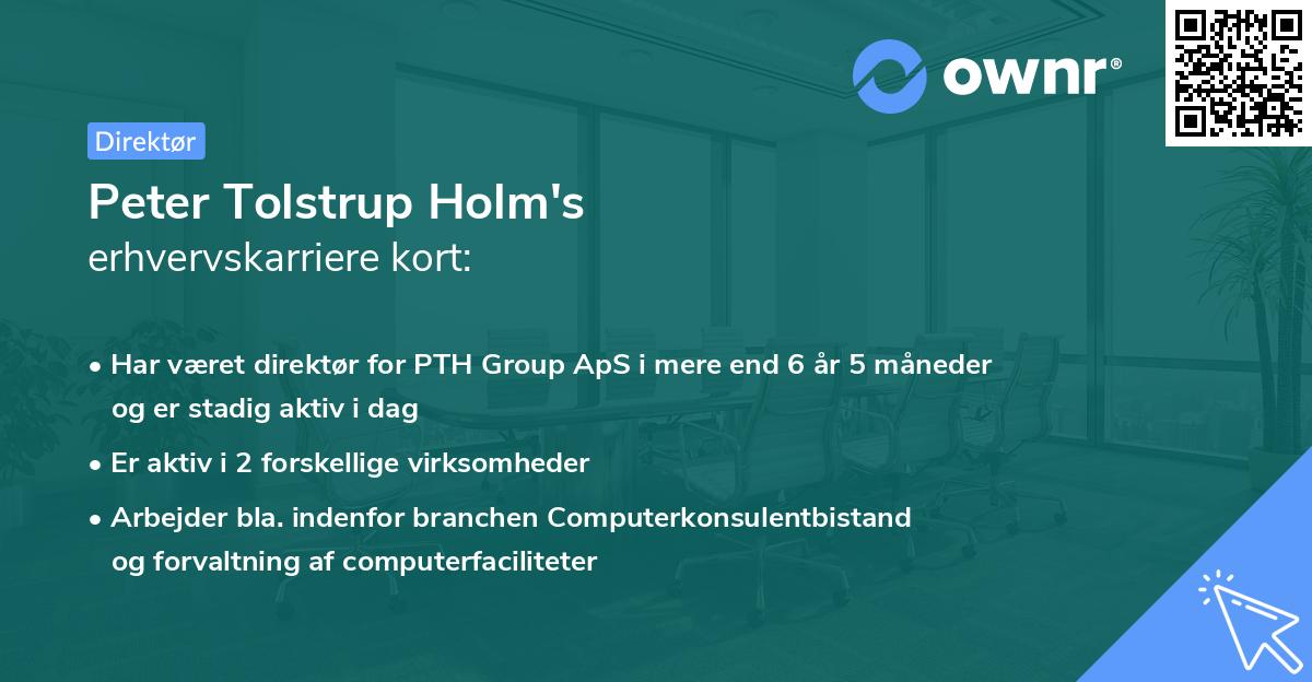 Peter Tolstrup Holm's erhvervskarriere kort