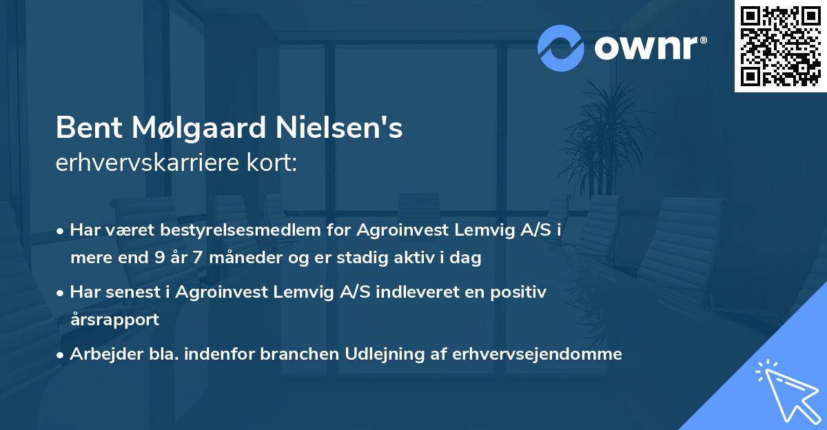 Bent Mølgaard Nielsen's erhvervskarriere kort