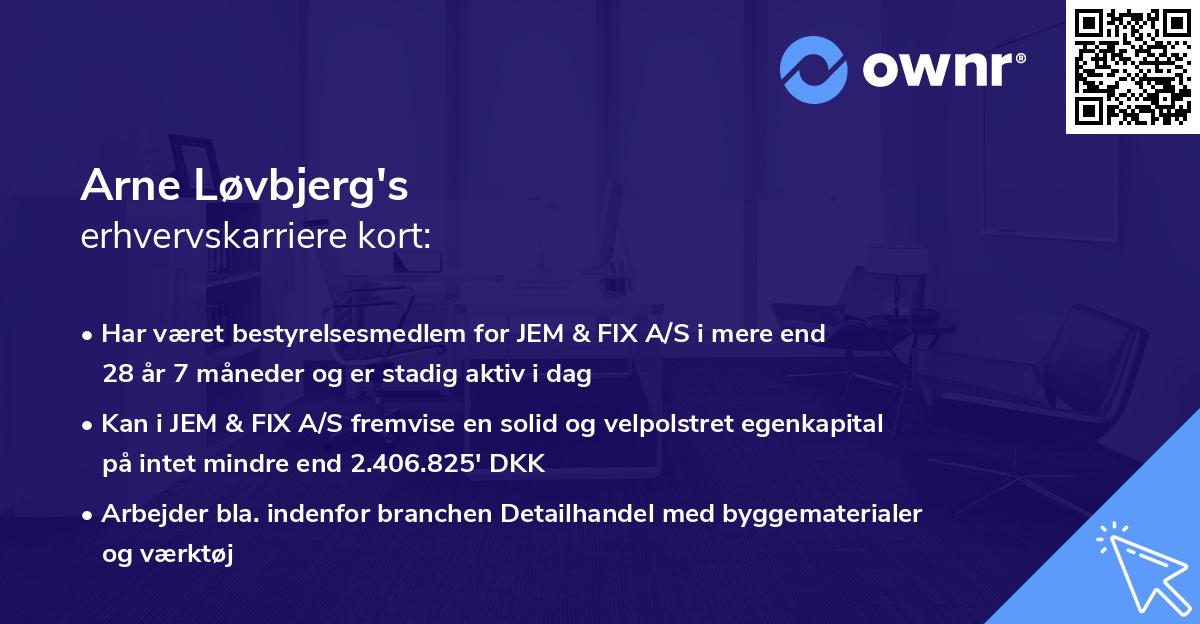 Arne Løvbjerg's erhvervskarriere kort
