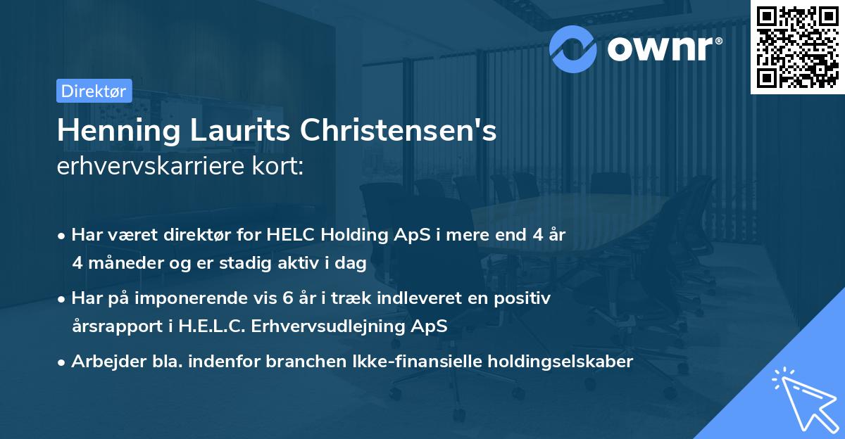 Henning Laurits Christensen's erhvervskarriere kort