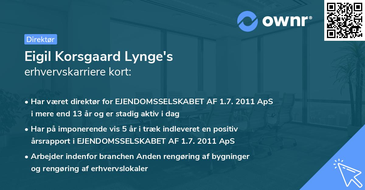 Eigil Korsgaard Lynge's erhvervskarriere kort