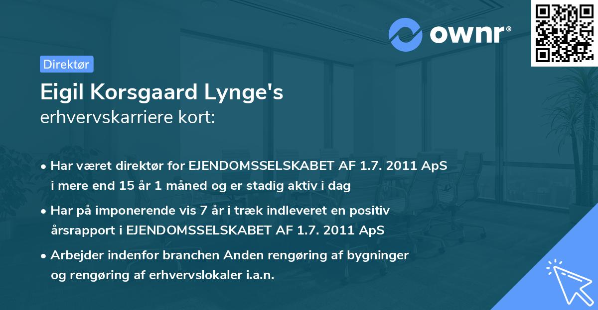 Eigil Korsgaard Lynge's erhvervskarriere kort