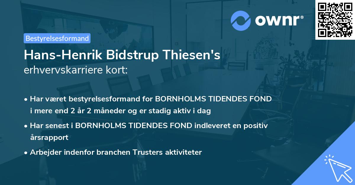 Hans-Henrik Bidstrup Thiesen's erhvervskarriere kort