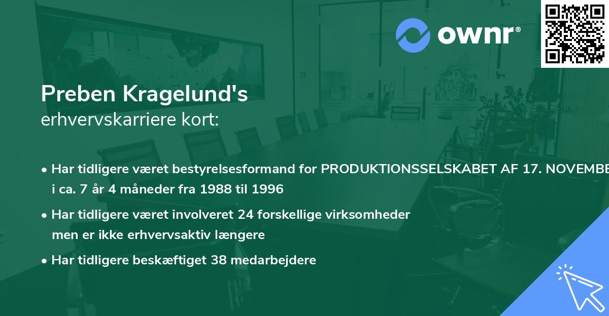 Preben Kragelund's erhvervskarriere kort