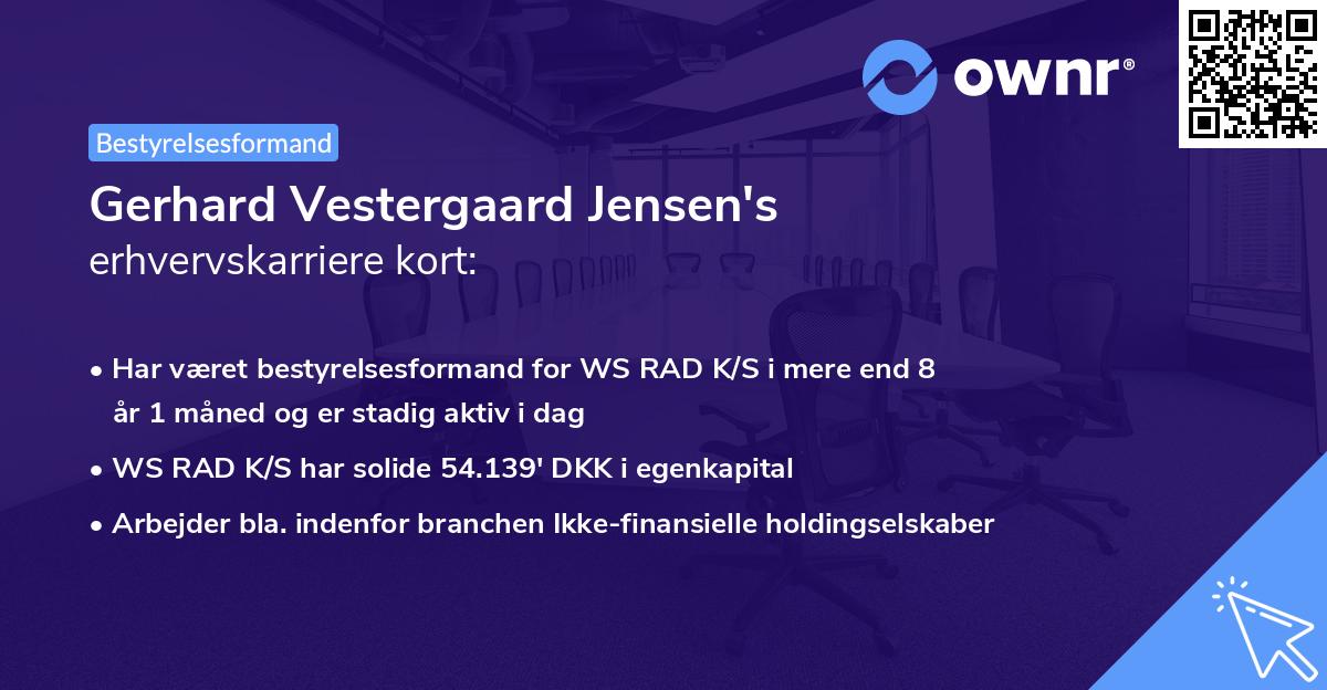Gerhard Vestergaard Jensen's erhvervskarriere kort