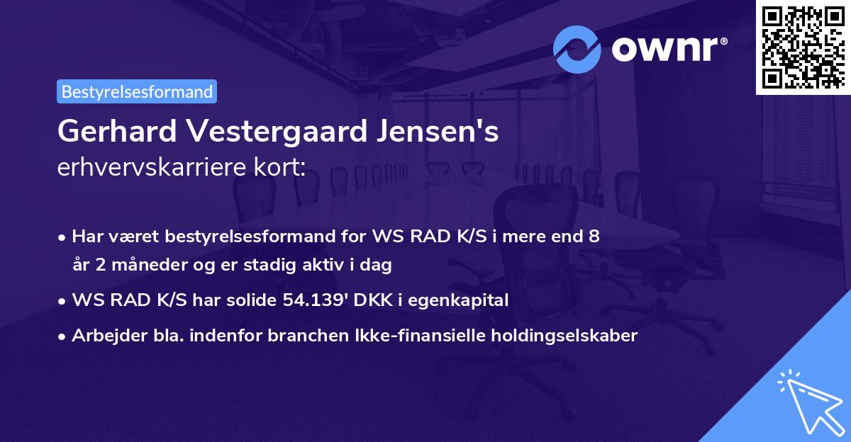 Gerhard Vestergaard Jensen's erhvervskarriere kort