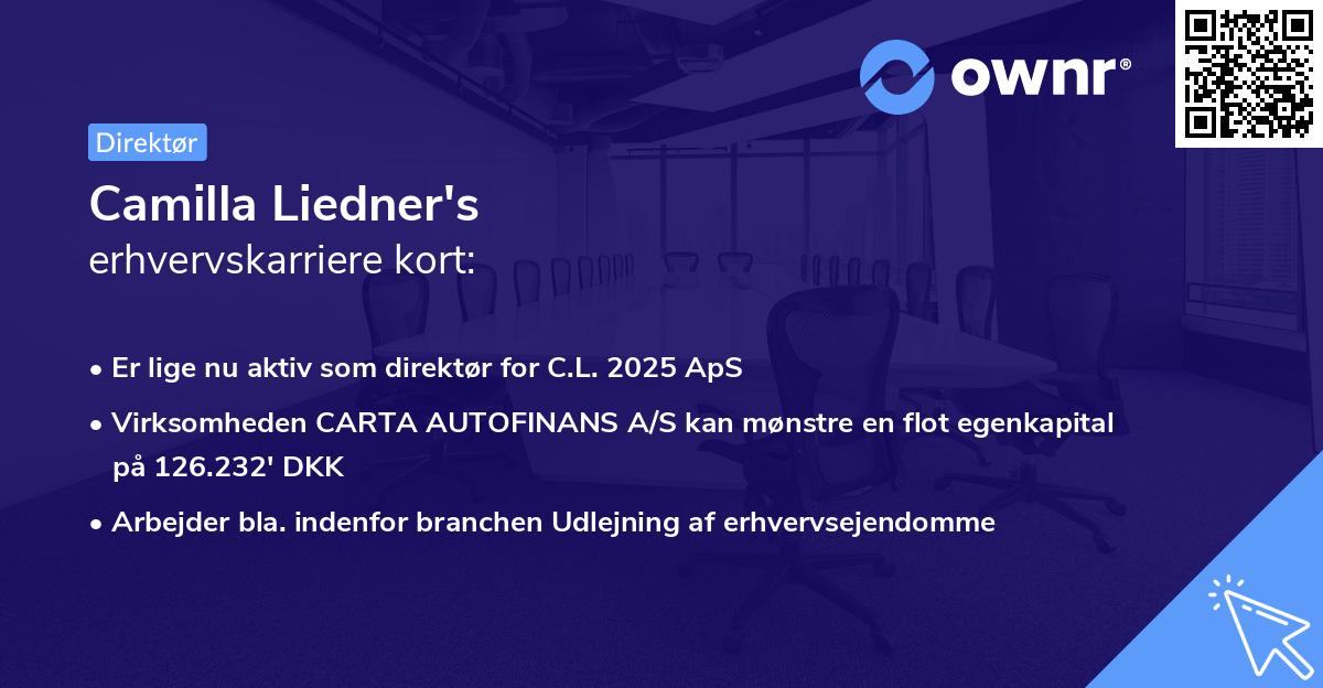 Camilla Liedner's erhvervskarriere kort