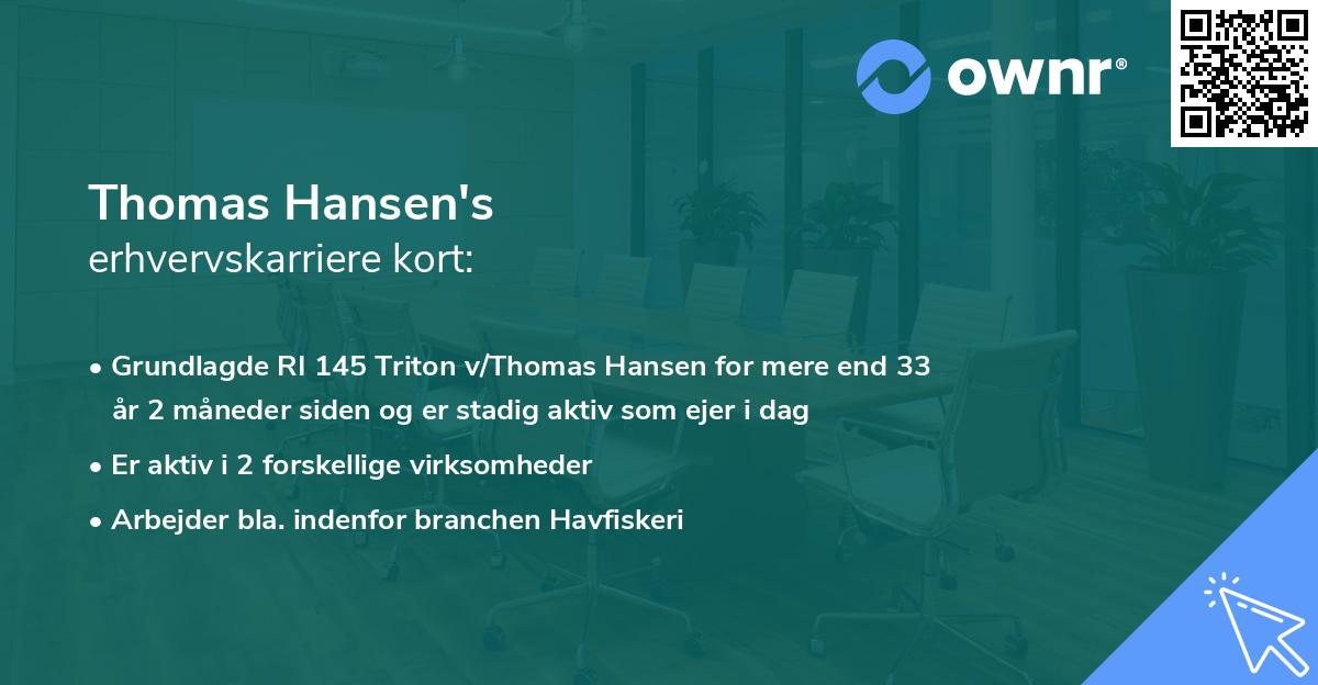 Thomas Hansen's erhvervskarriere kort