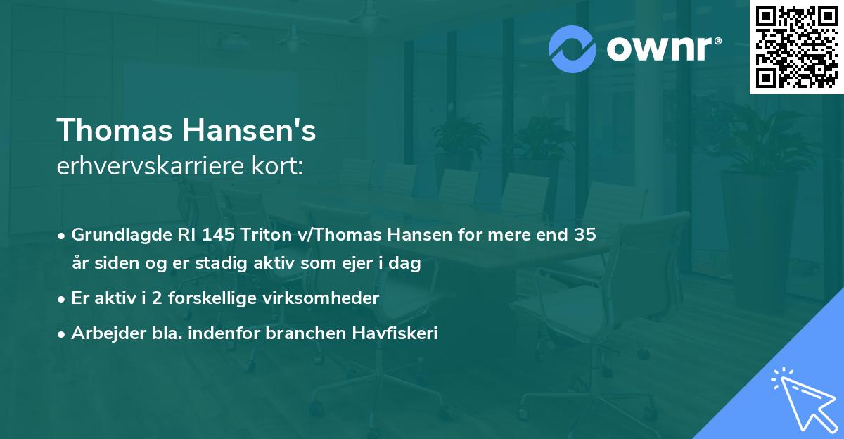 Thomas Hansen's erhvervskarriere kort