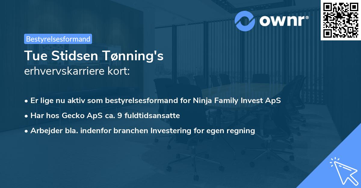 Tue Stidsen Tønning's erhvervskarriere kort