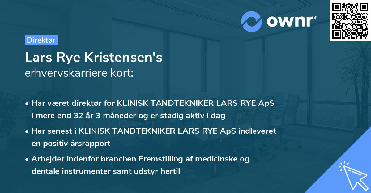 Lars Rye Kristensen's erhvervskarriere kort