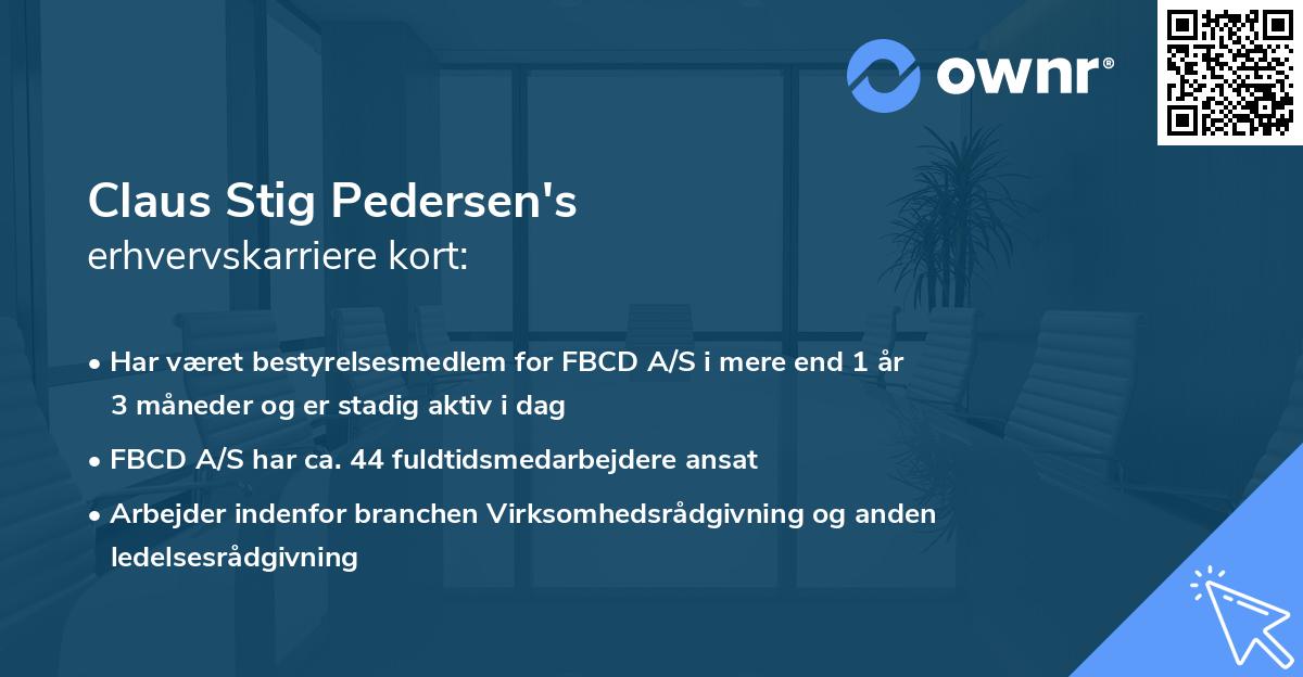 Claus Stig Pedersen's erhvervskarriere kort