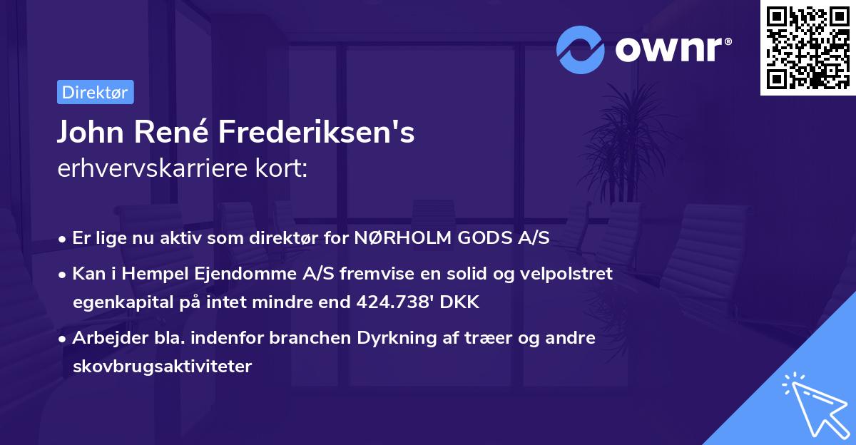 John René Frederiksen's erhvervskarriere kort