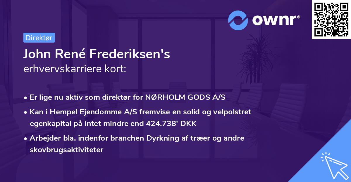 John René Frederiksen's erhvervskarriere kort