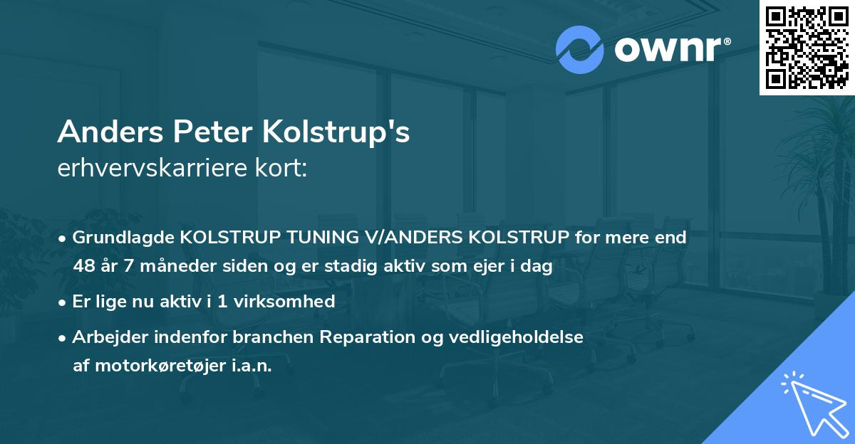Anders Peter Kolstrup's erhvervskarriere kort
