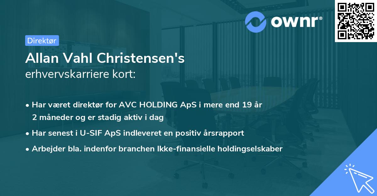 Allan Vahl Christensen's erhvervskarriere kort