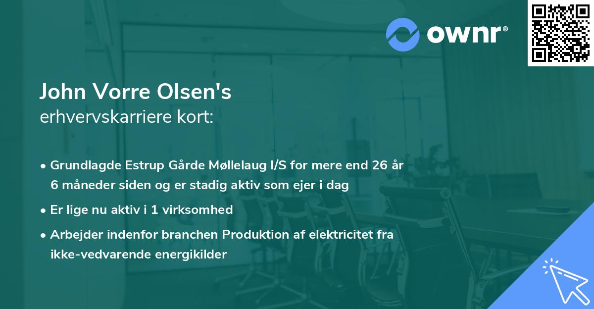 John Vorre Olsen's erhvervskarriere kort