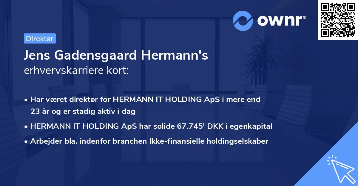 Jens Gadensgaard Hermann's erhvervskarriere kort