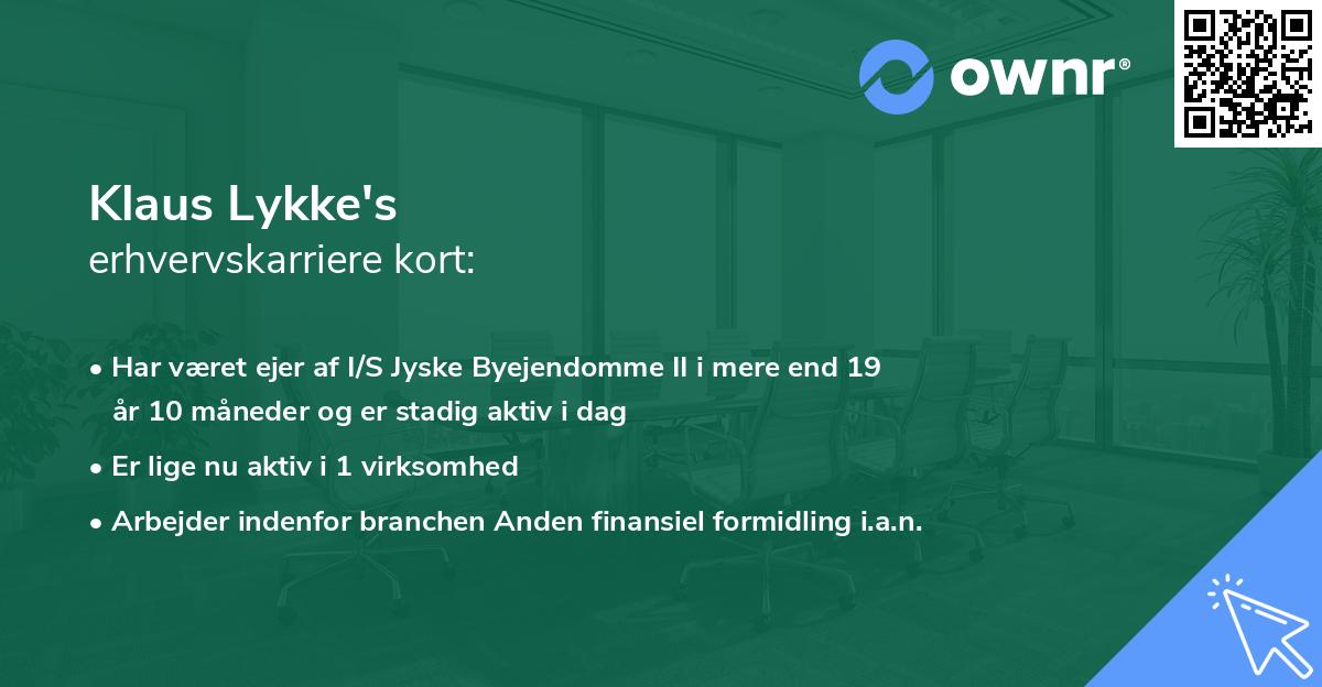 Klaus Lykke's erhvervskarriere kort
